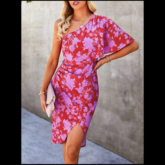 Floral One Shoulder Dress - Picture 2 of 5